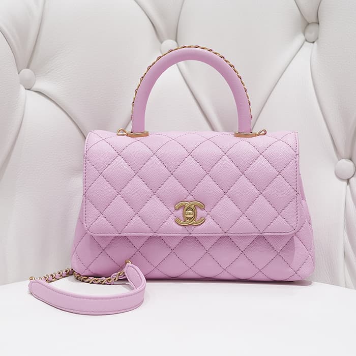 CHANEL シャネル トップハンドル フラップバッグ キャビアスキン ピンク