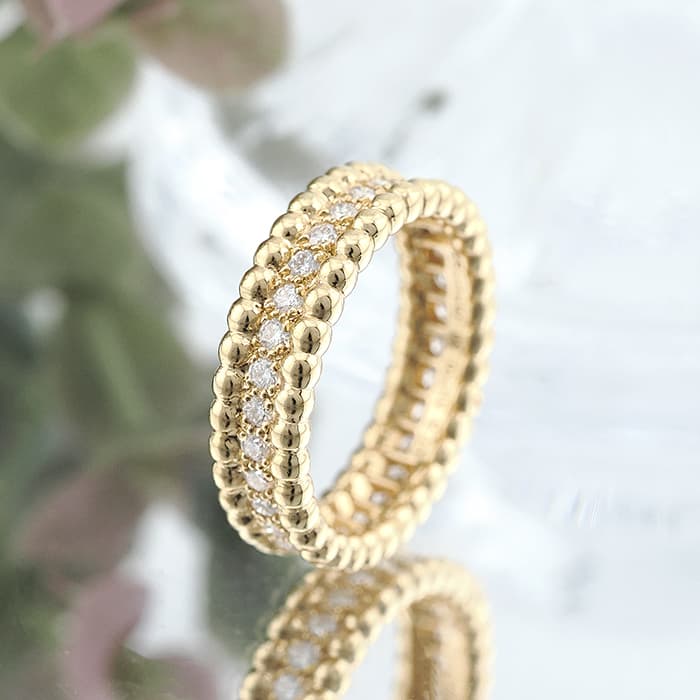 Van Cleef & Arpels ヴァン クリーフ&アーペル ペルレ ダイヤモンド リング 1連モデル イエローゴールド ダイヤモンド 10号 VCARP4E100