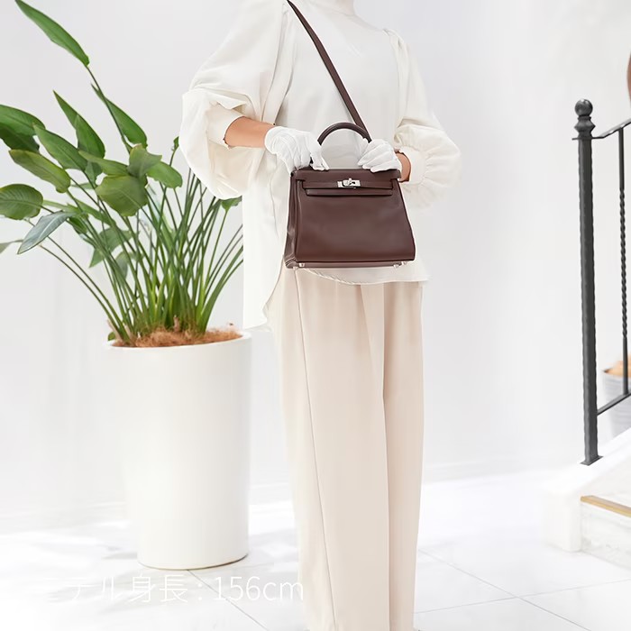 HERMES エルメス ケリー 25 ヴォーシェリー テール シルバー金具【未使用】